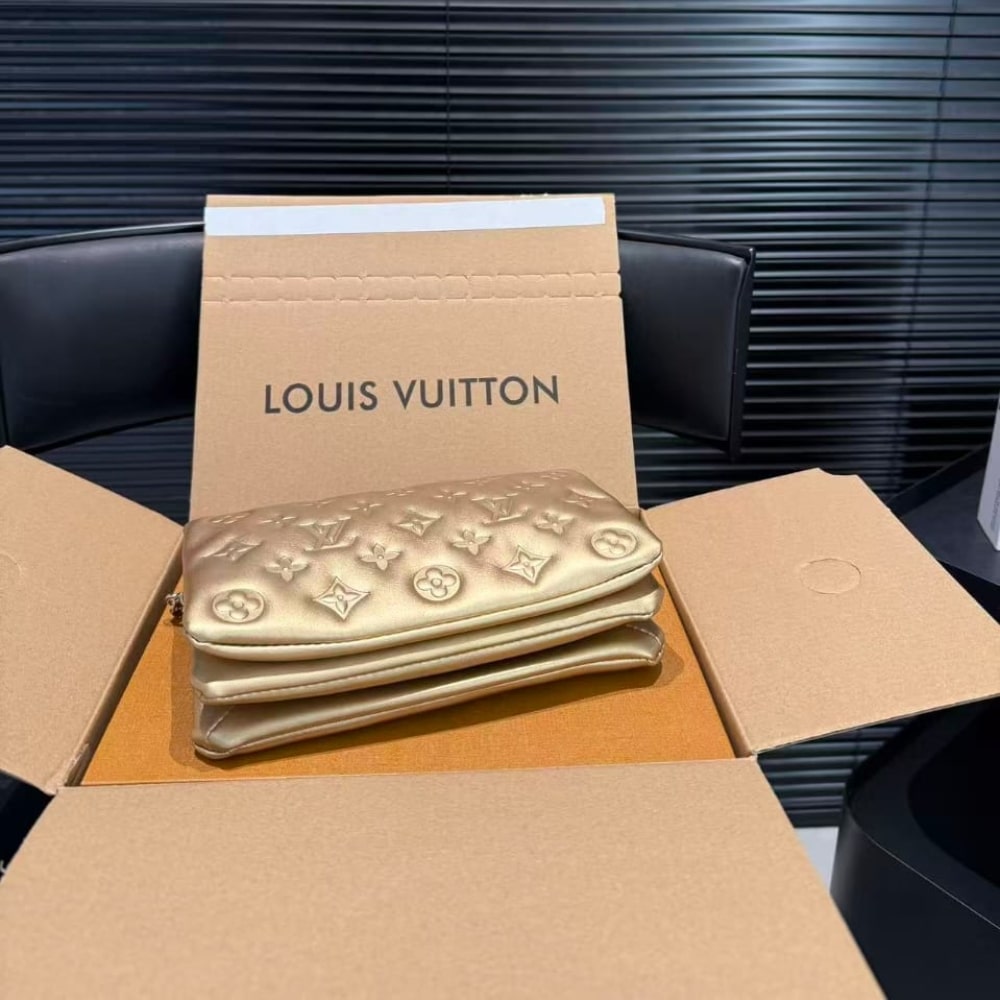 Louis Vuitton Pochette Coussin Monogram Embossed Crossbody Bag Gold 20Cm M80999 - Image 5