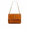 Saint Laurent Niki Baby Quilted Suede Chain Bag Brown 28cm