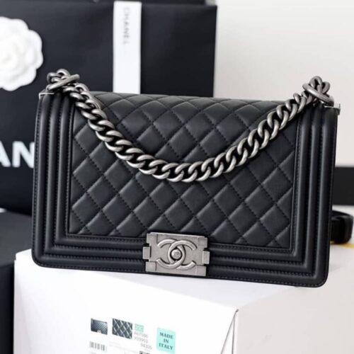 Alternative view of [Super Vip 1:1] Chanel Boy Medium Handbag Silver Hardware Black 25cm A67086 Y09953 94305