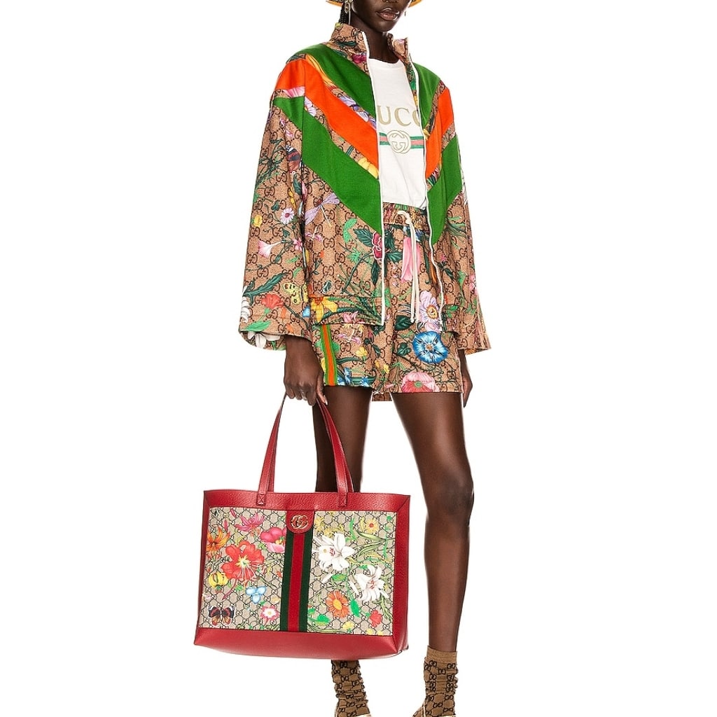 Gucci Ophidia Medium GG Flora Print Supreme Canvas Tote Bag Dark Red 44cm 547947 HWHAC 8722 - Image 10