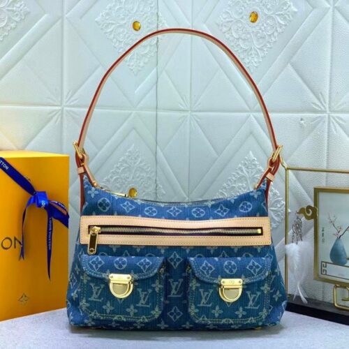 Alternative view of Louis Vuitton Baggy PM Monogram Denim Shoulder Bag Blue 30Cm M95049