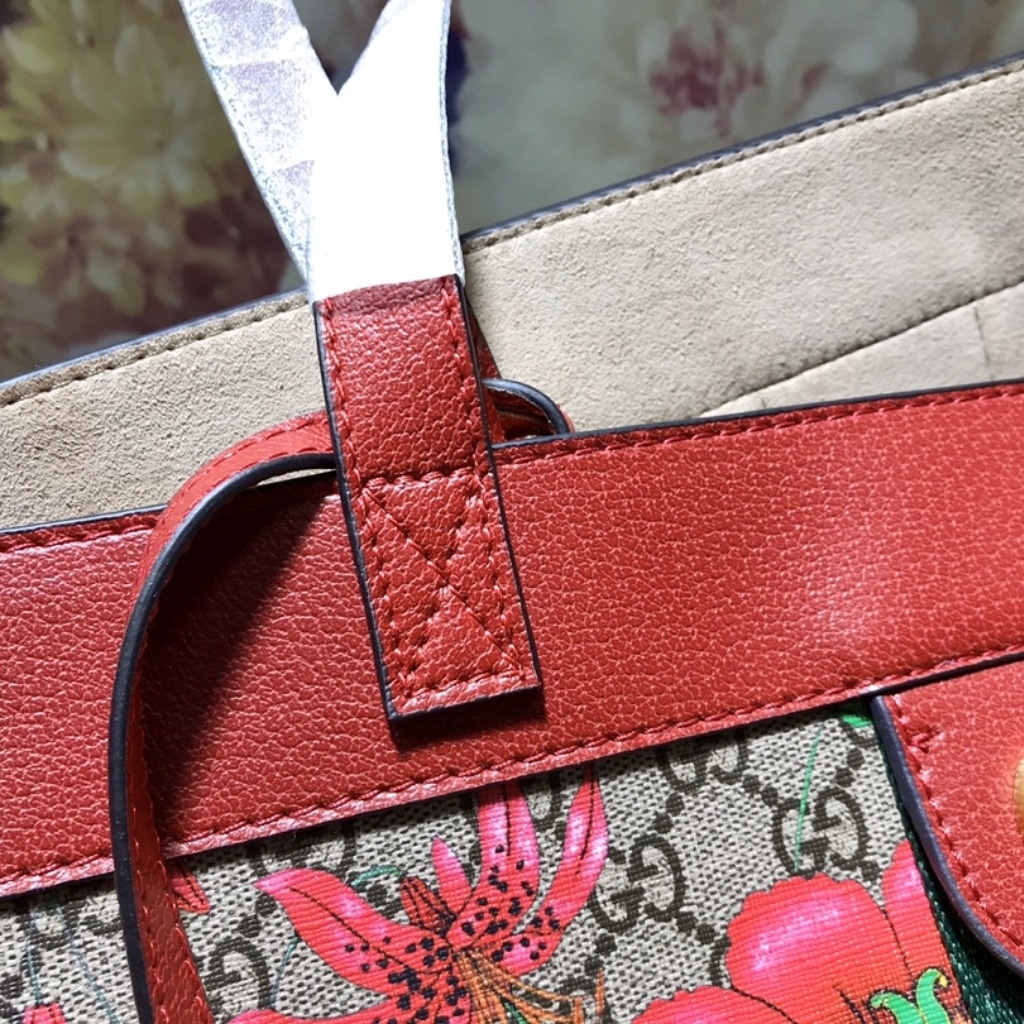 Gucci Ophidia Medium GG Flora Print Supreme Canvas Tote Bag Dark Red 44cm 547947 HWHAC 8722 - Image 4
