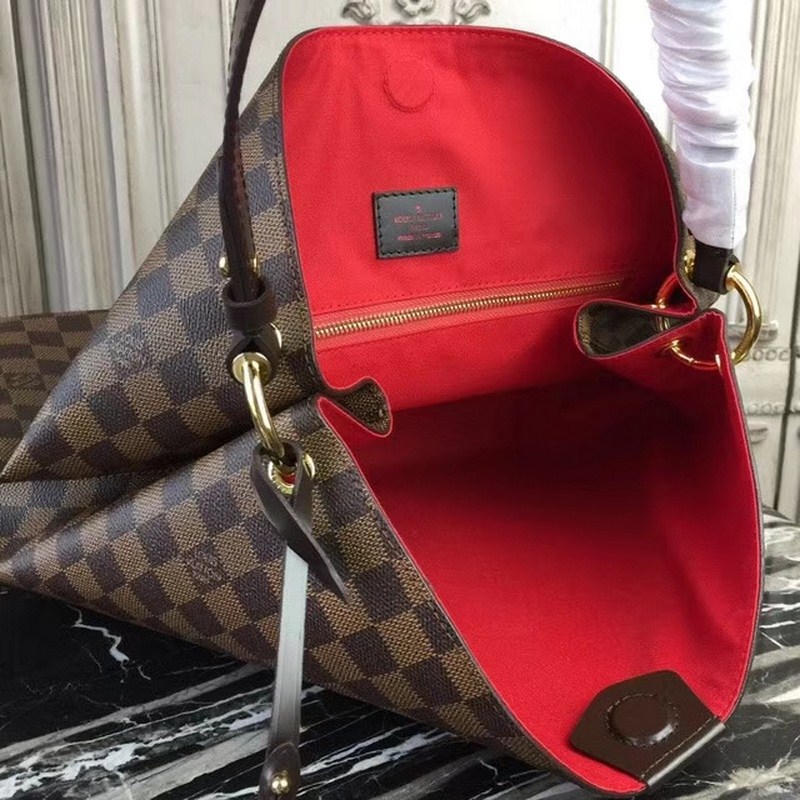Louis Vuitton Graceful MM Damier Ebene Canvas Hobo Bag Brown Red 41cm N44045 - Image 6