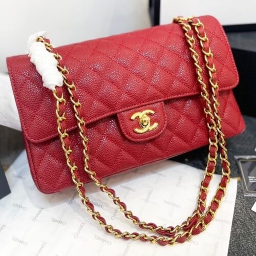 Alternative view of Chanel Classic Medium Grained Leather Flap Bag Dark Red 26Cm
