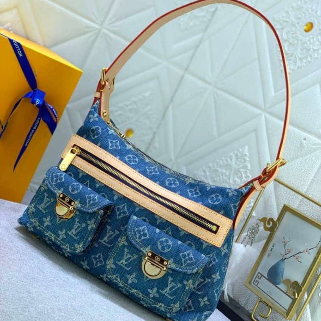 Louis Vuitton Baggy PM Monogram Denim Shoulder Bag Blue 30Cm M95049 - Image 8