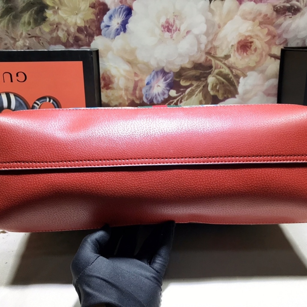 Gucci Ophidia Medium GG Flora Print Supreme Canvas Tote Bag Dark Red 44cm 547947 HWHAC 8722 - Image 5