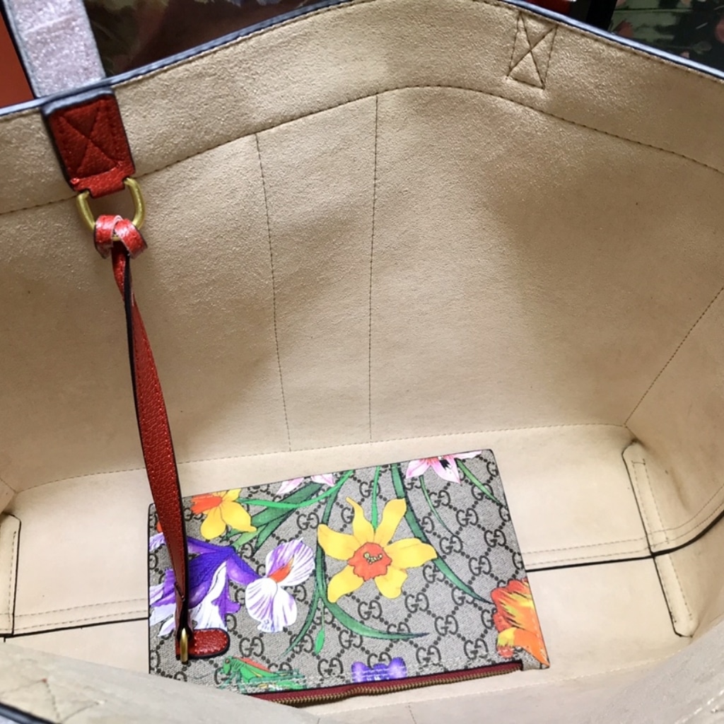 Gucci Ophidia Medium GG Flora Print Supreme Canvas Tote Bag Dark Red 44cm 547947 HWHAC 8722 - Image 6