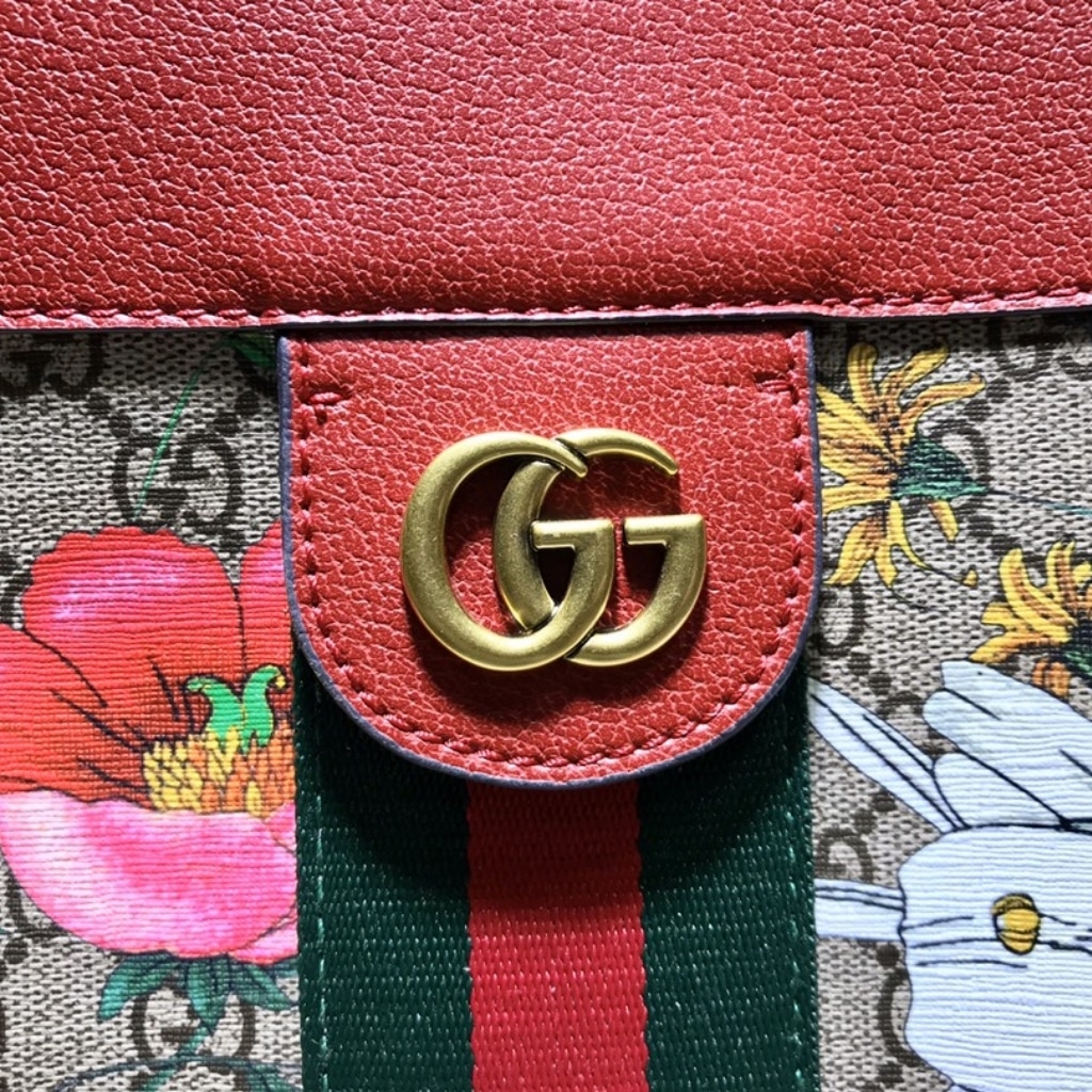 Gucci Ophidia Medium GG Flora Print Supreme Canvas Tote Bag Dark Red 44cm 547947 HWHAC 8722 - Image 7