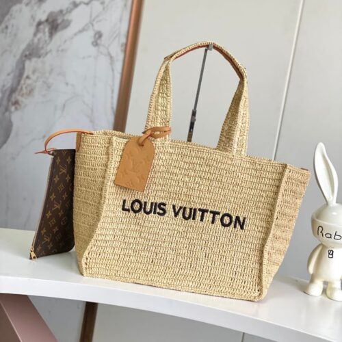 Alternative view of Louis Vuitton Summer Shopper Tote MM Raffia Tote Bag Natural Beige 44cm M14458