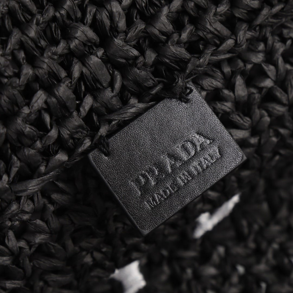 Prada Large Crochet Raffia Tote Bag Black 40cm 1BG392 2A2T F0002 V OOL - Image 7