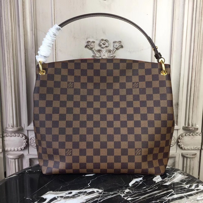 Louis Vuitton Graceful PM Damier Ebene Hobo Bag Brown Red 35cm N44044 - Image 7