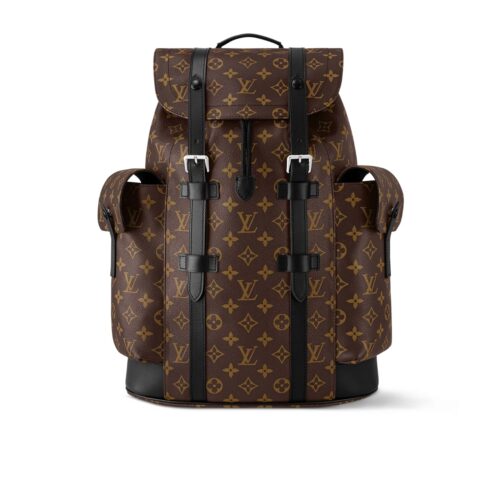 Louis Vuitton Christopher Mm Backpack Monogram Macassar Brown 44Cm M43735