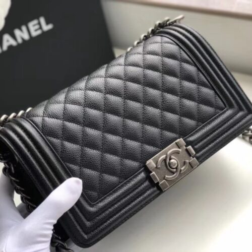 Alternative view of Chanel Boy Medium Grain Leather Handbag Black 25cm A67086 Y09953 94305