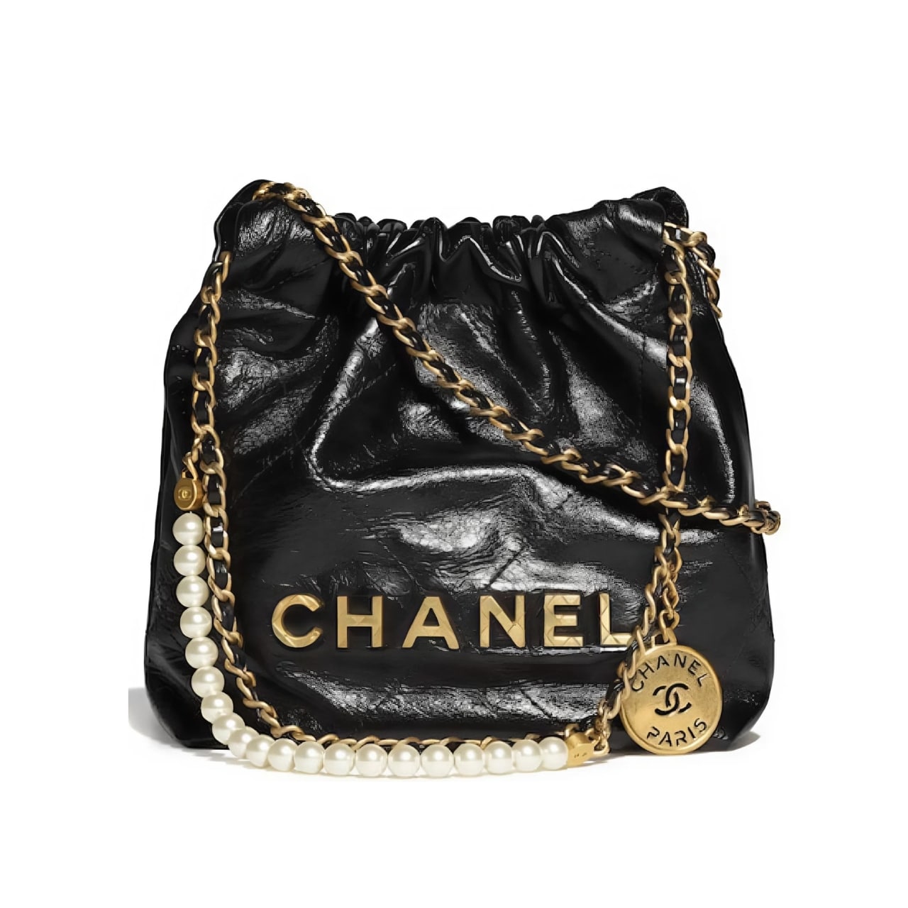 Chanel 22 Mini Smooth Leather Bucket Bag Black 22cm AS3980 B10672 94305
