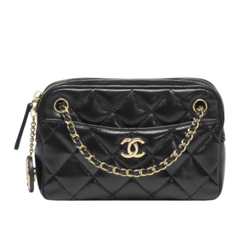 Chanel Mini Smooth Leather Camera Case Black 18Cm AS5190 B18306 94305