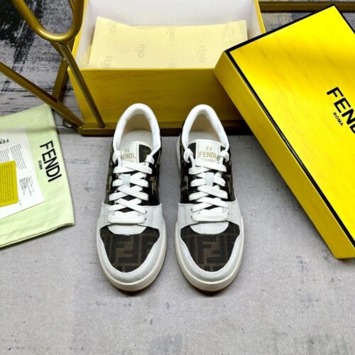Alternative view of Fendi Match FF Monogram Low-Top Sneakers Beige Brown