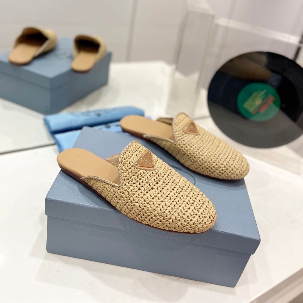 Prada Woven Fabric Mules Natural 1S435N 2C2T F0018 F 005 - Image 2