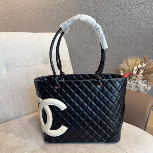 Alternative view of Chanel Cambon Line Medium Smooth Leather Tote Bag Black 28cm