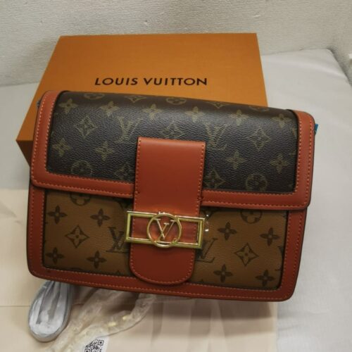Alternative view of Louis Vuitton Dauphine MM Monogram Reverse Shoulder Bag Brown 25Cm M45958