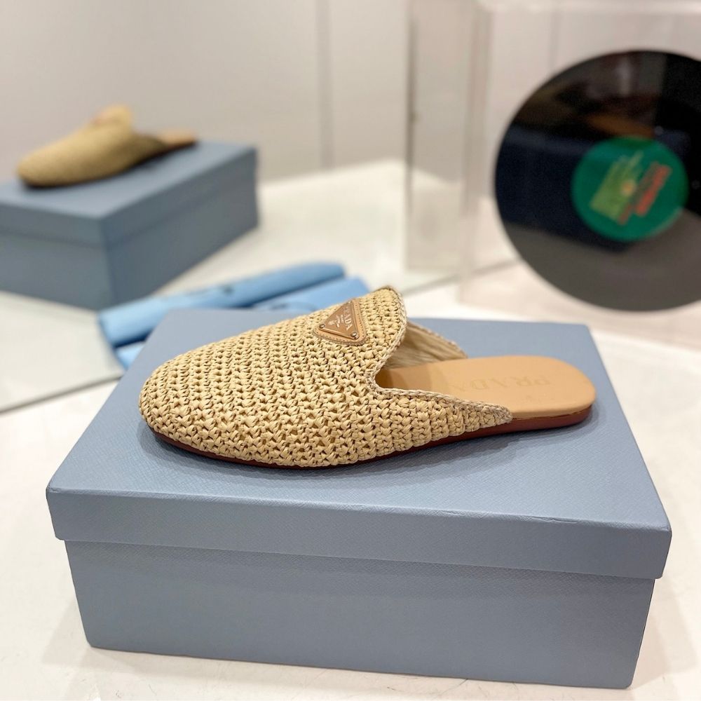 Prada Woven Fabric Mules Natural 1S435N 2C2T F0018 F 005 - Image 5
