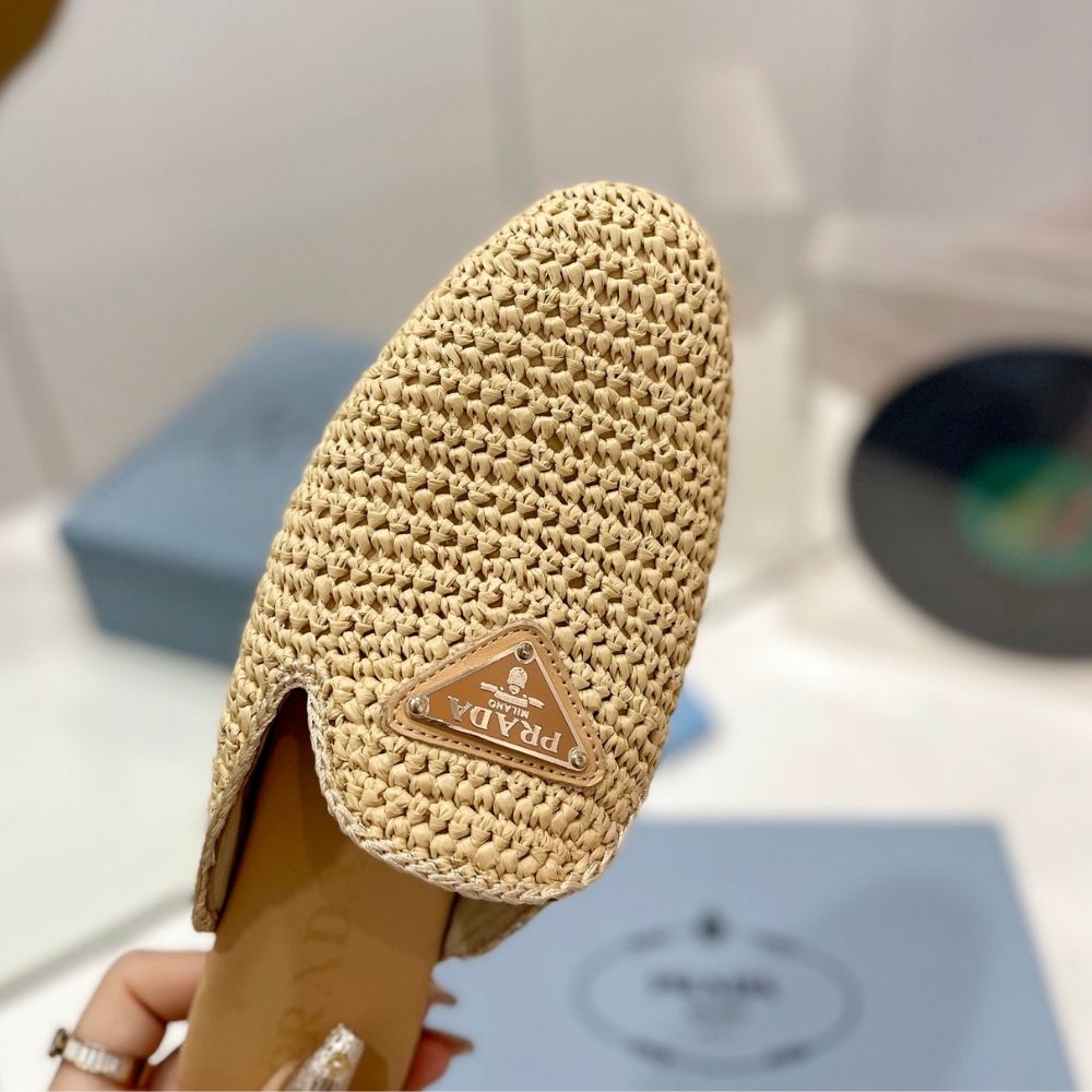Prada Woven Fabric Mules Natural 1S435N 2C2T F0018 F 005 - Image 9