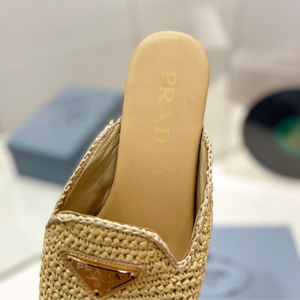 Prada Woven Fabric Mules Natural 1S435N 2C2T F0018 F 005 - Image 10
