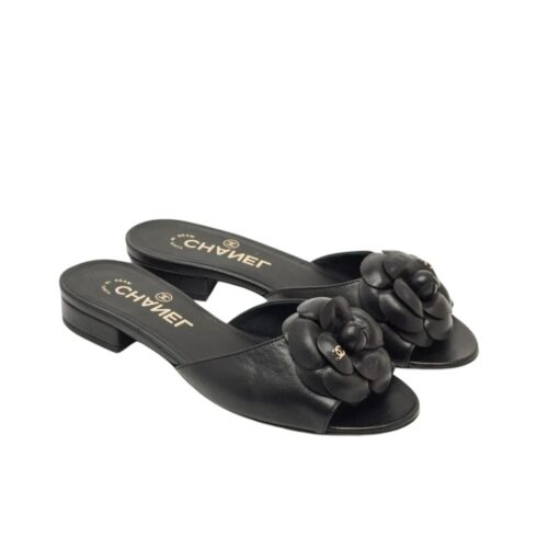 Chanel Camellia Mules Smooth Leather Black G45499 X01000 94305