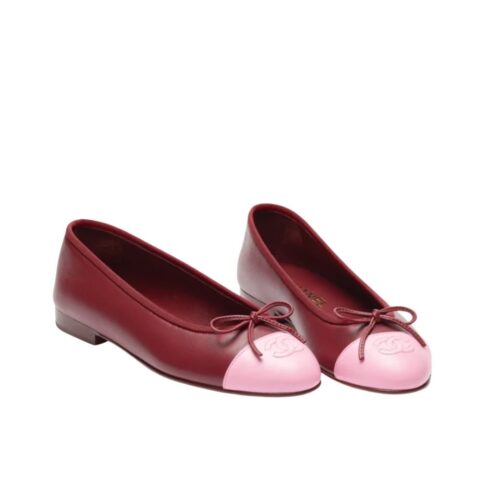 Chanel Ballet Flats Burgundy And Pink G02819 X01000 U9349