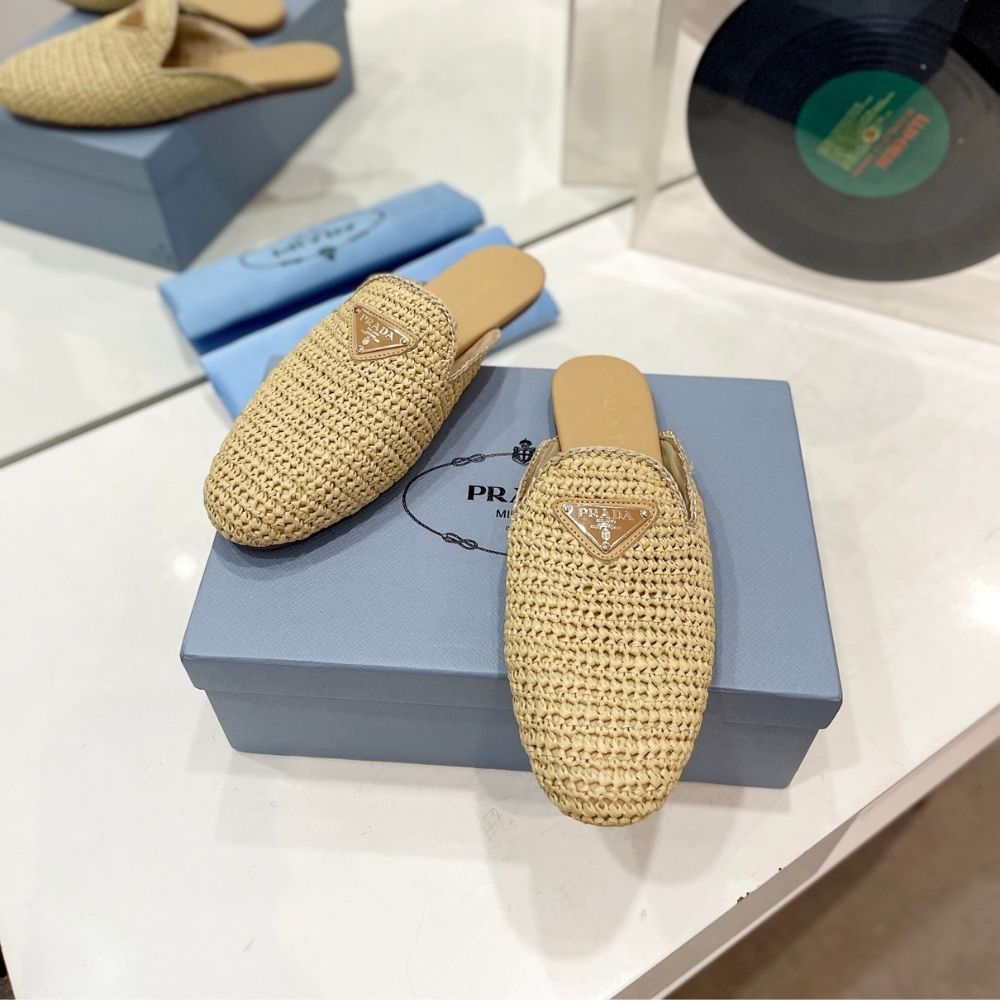Prada Woven Fabric Mules Natural 1S435N 2C2T F0018 F 005 - Image 7