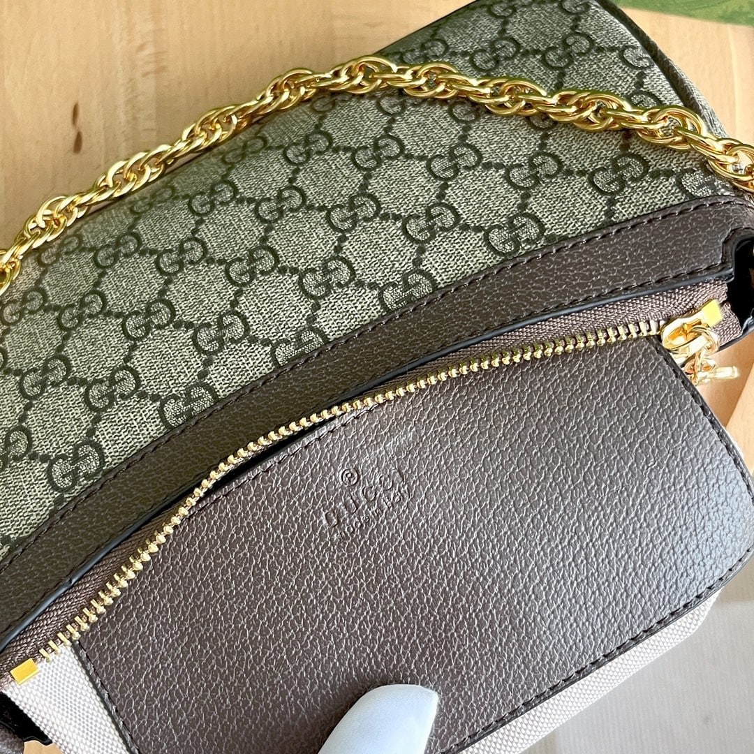 Gucci Ophidia Small GG Supreme Canvas Shoulder Bag Beige And Dark Brown 25Cm 735132 FABLE 9442 - Image 8
