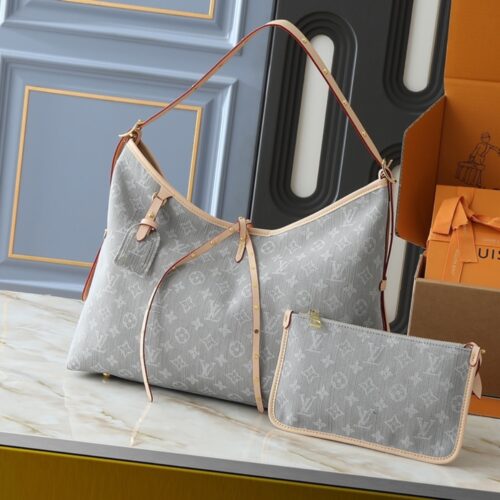 Alternative view of Louis Vuitton CarryAll MM Monogram Denim Shoulder Bag Gray 39cm M13289