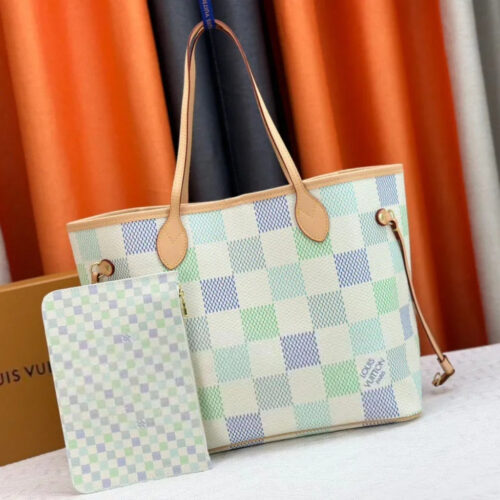 Alternative view of Louis Vuitton Neverfull MM Damier Canvas Tote Bag Pistachio 31Cm