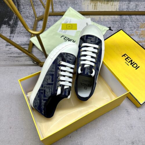 Alternative view of Fendi Domino FF Jacquard Denim Sneakers Blue