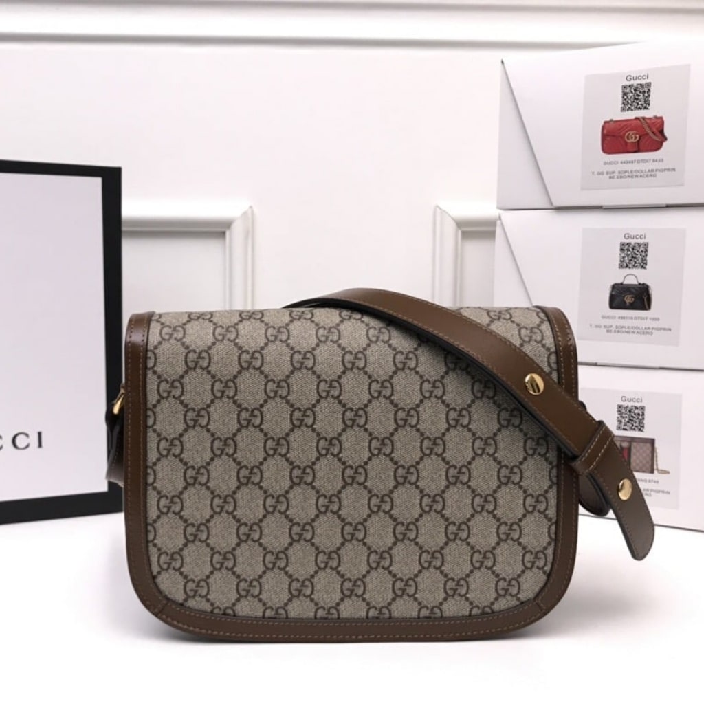 Gucci Horsebit 1955 Medium GG Supreme Canvas Shoulder Bag Brown 25cm 602204 92TCG 8563 - Image 3
