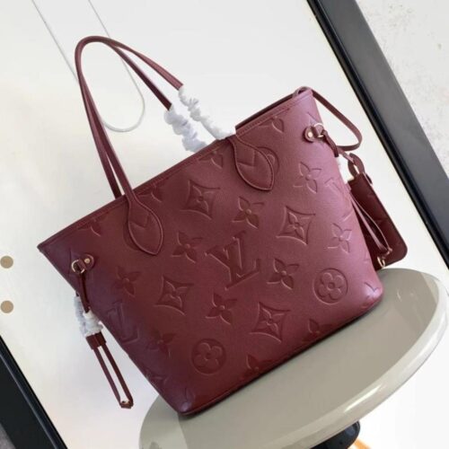 Alternative view of Louis Vuitton Neverfull MM Monogram Empreinte Tote Bag Wine Red 31Cm M25855