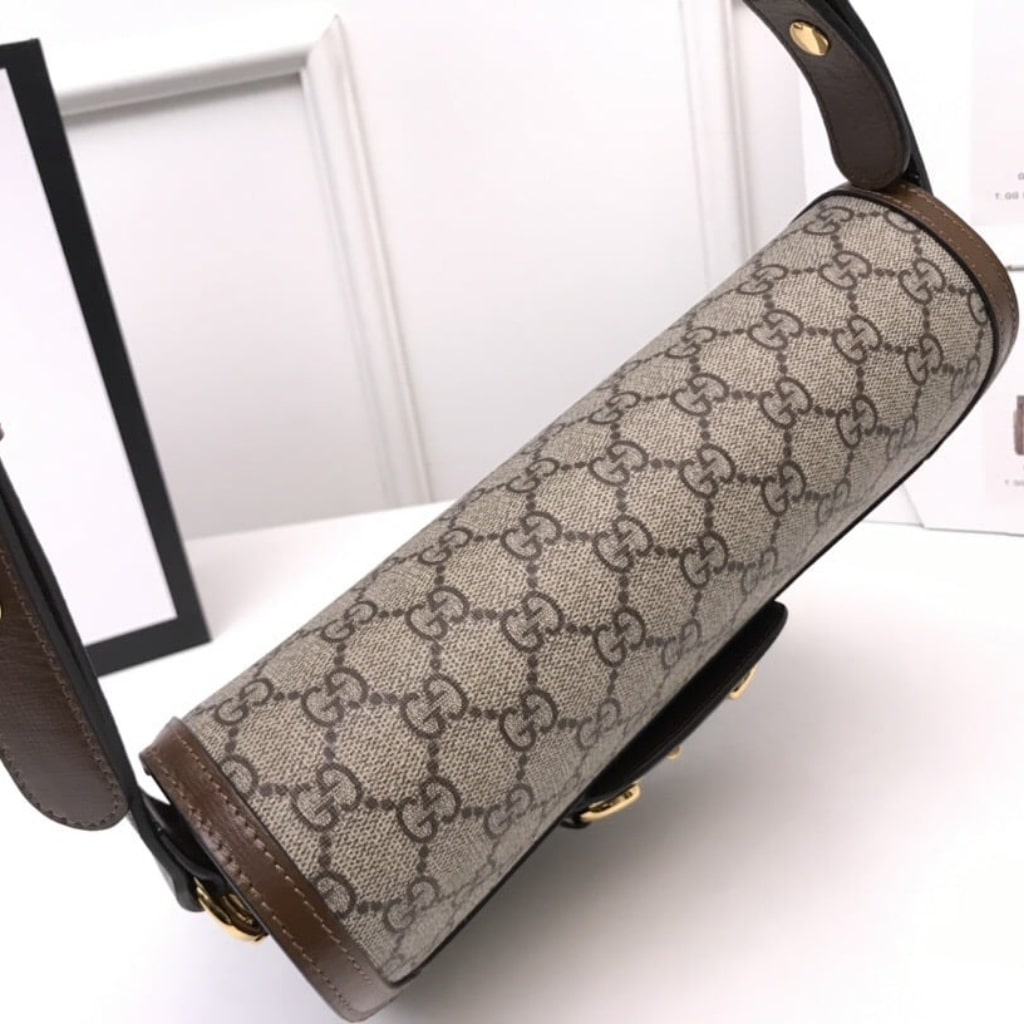 Gucci Horsebit 1955 Medium GG Supreme Canvas Shoulder Bag Brown 25cm 602204 92TCG 8563 - Image 6
