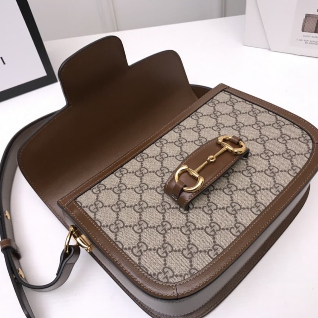 Gucci Horsebit 1955 Medium GG Supreme Canvas Shoulder Bag Brown 25cm 602204 92TCG 8563 - Image 7