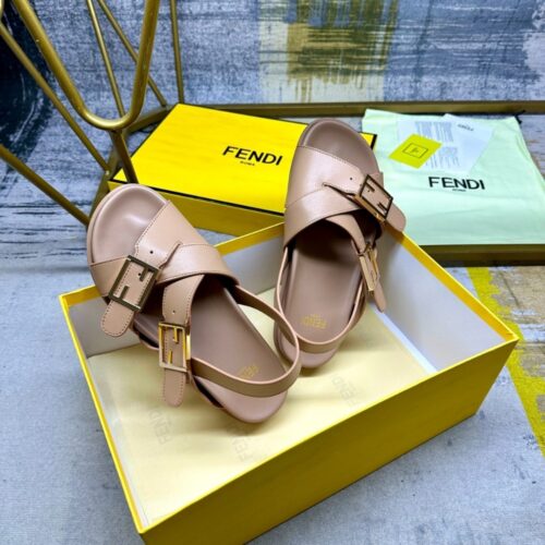 Alternative view of Fendi Feel Triple-Band Leather Slides Beige 8x8647na7f0qb8
