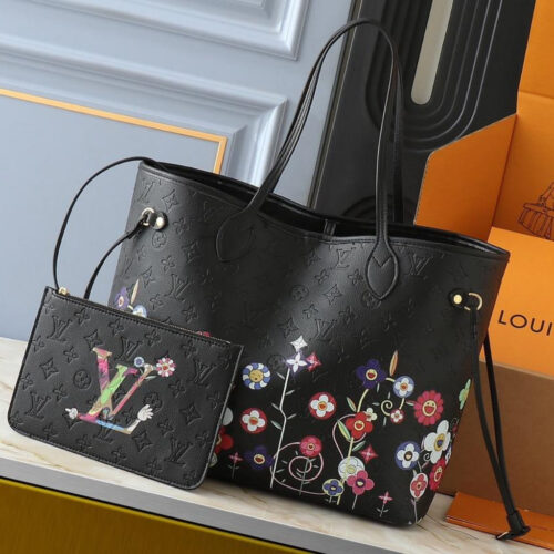 Alternative view of Louis Vuitton X Takashi Murakami Neverfull MM Tote Bag Black 31Cm M13675