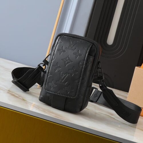 Alternative view of Louis Vuitton Double Phone Pouch NM Monogram Shadow Leather Black 18Cm M81323