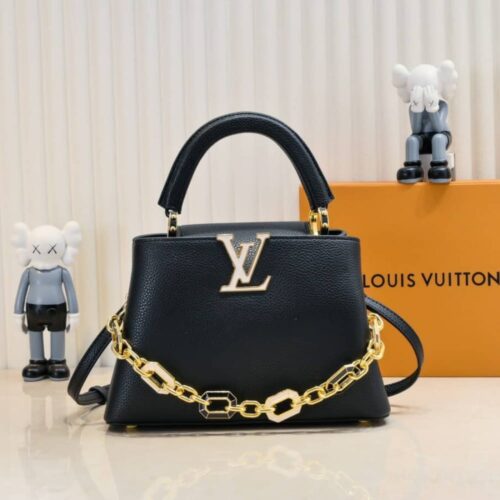 Alternative view of Louis Vuitton Capucines BB Leather Handbag Black 27Cm