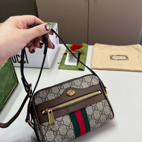 Alternative view of Gucci Ophidia Mini GG Supreme Canvas Shoulder Bag Beige And Ebony 17Cm 517350 96IWS 8745