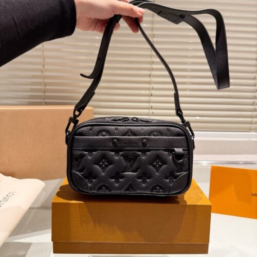 Alternative view of Louis Vuitton Alpha Wearable Wallet Monogram Shadow Crossbody Bag Black 19cm M82544