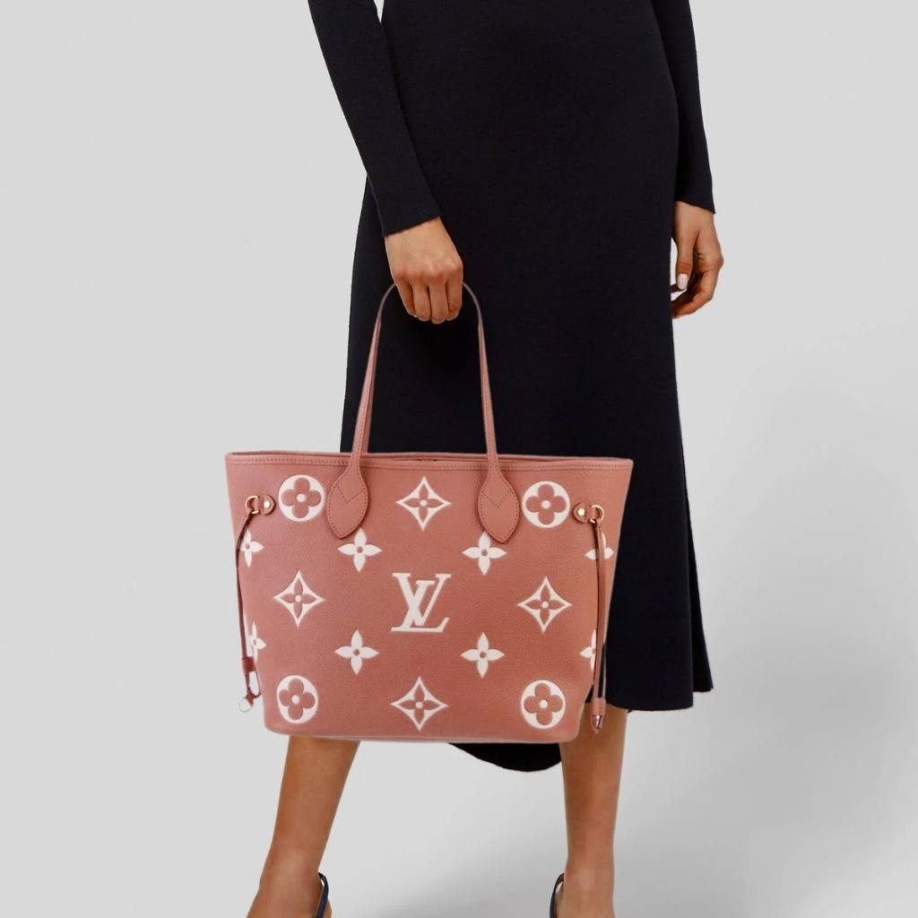 Louis Vuitton Neverfull MM Bicolor Monogram Empreinte Tote Bag Trianon Pink 31cm M46329 - Image 11