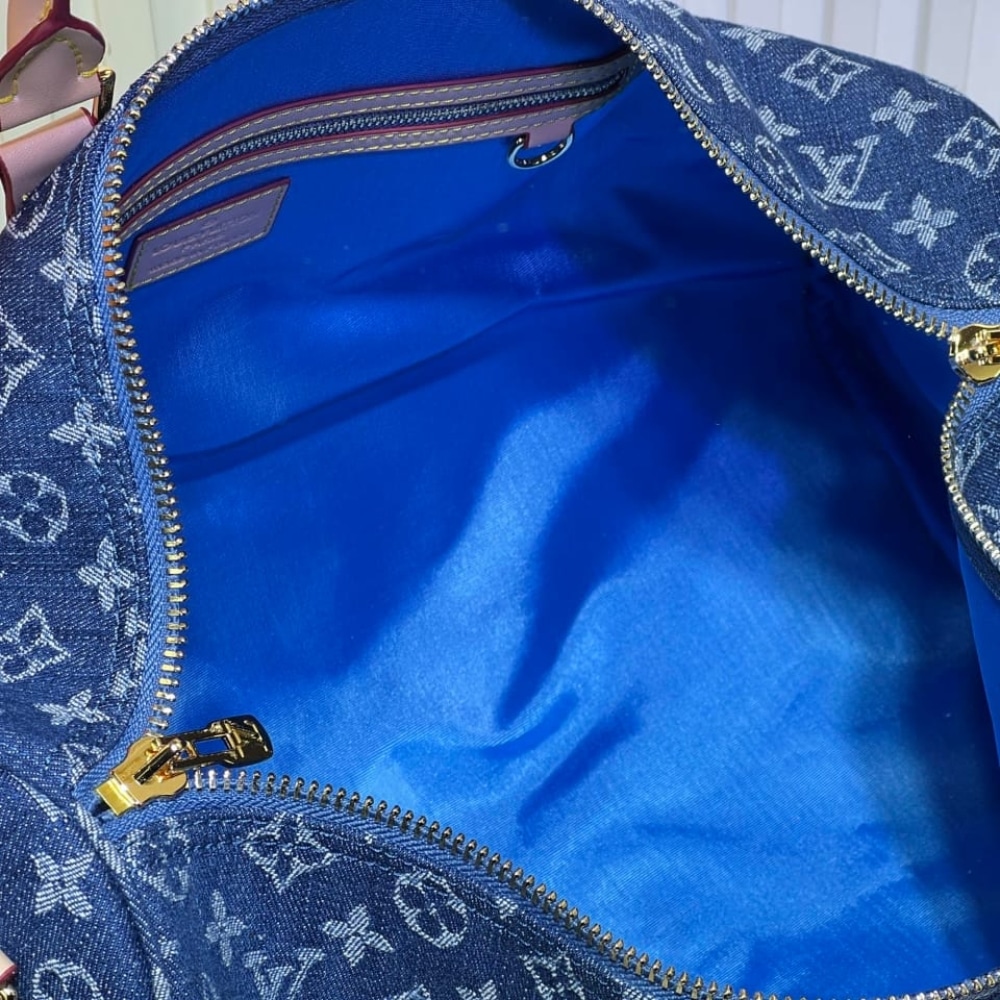 Louis Vuitton Keepall Bandoulière 45 Monogram Denim Travel Bag Blue 45cm - Image 6