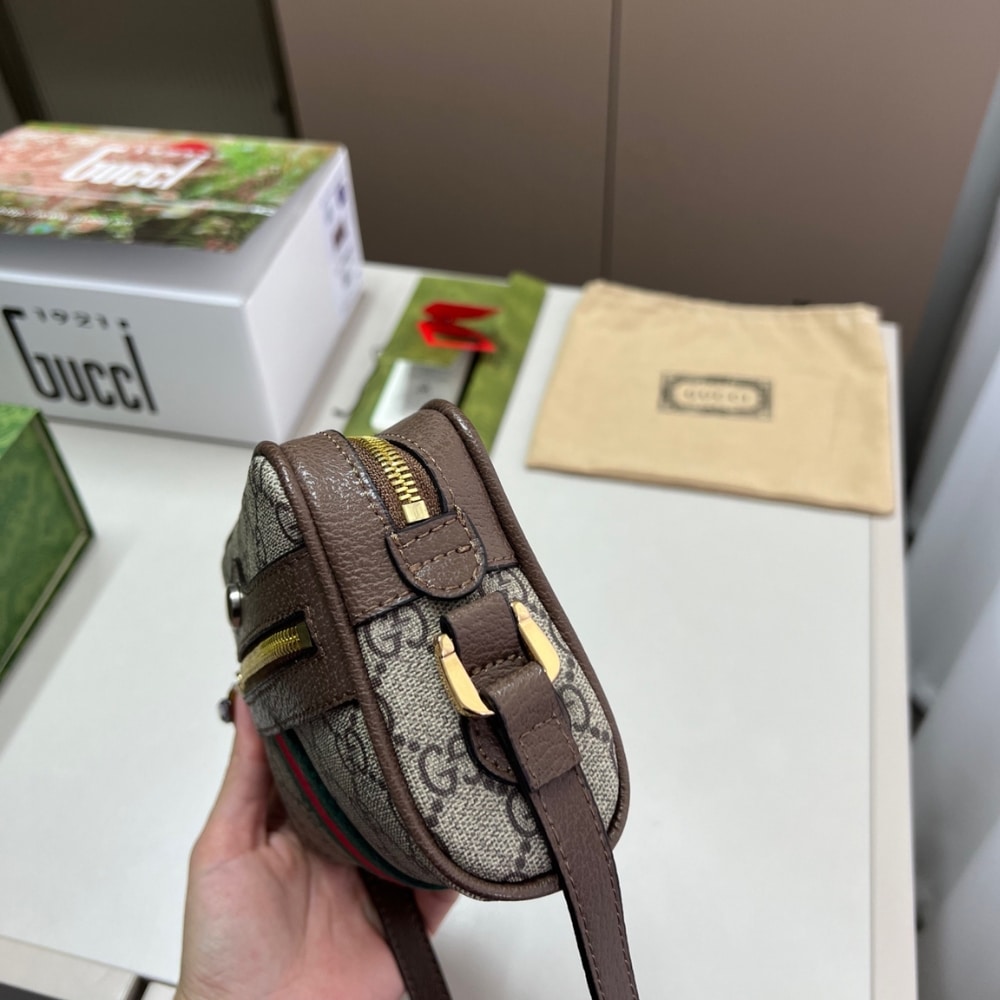 Gucci Ophidia Mini GG Supreme Canvas Shoulder Bag Beige And Ebony 17Cm 517350 96IWS 8745 - Image 4