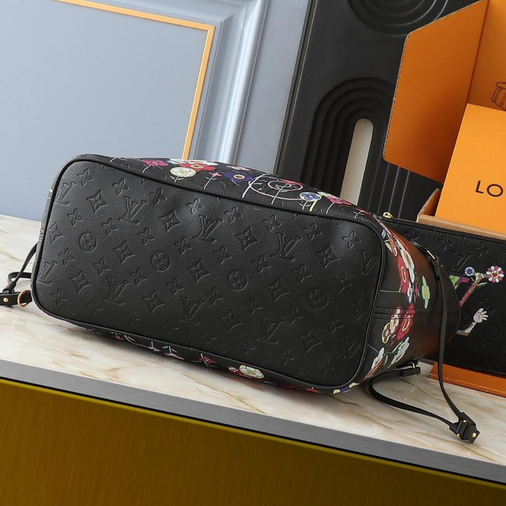 Louis Vuitton X Takashi Murakami Neverfull MM Tote Bag Black 31Cm M13675 - Image 5