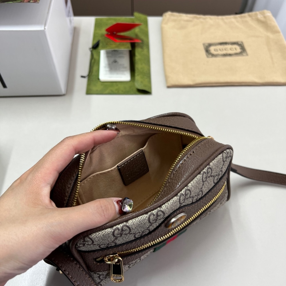 Gucci Ophidia Mini GG Supreme Canvas Shoulder Bag Beige And Ebony 17Cm 517350 96IWS 8745 - Image 5