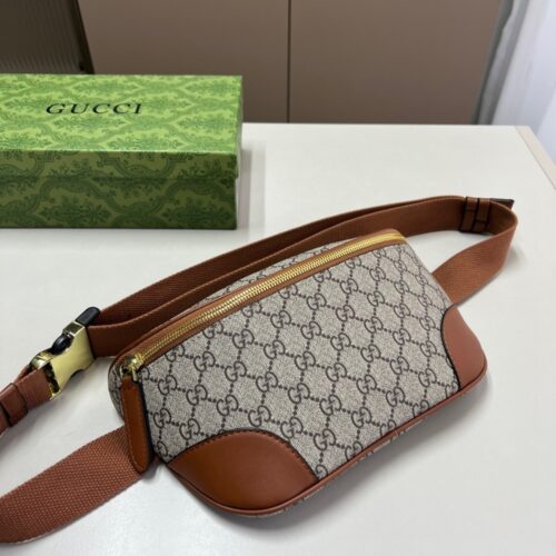 Alternative view of Gucci GG Emblem Small GG Monogram Canvas Belt Bag Beige And Brown 23Cm ‎821165 FAEEC 9786