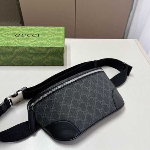 Alternative view of Gucci GG Emblem Small GG Monogram Canvas Belt Bag Black 23Cm ‎821165 FAED9 1000